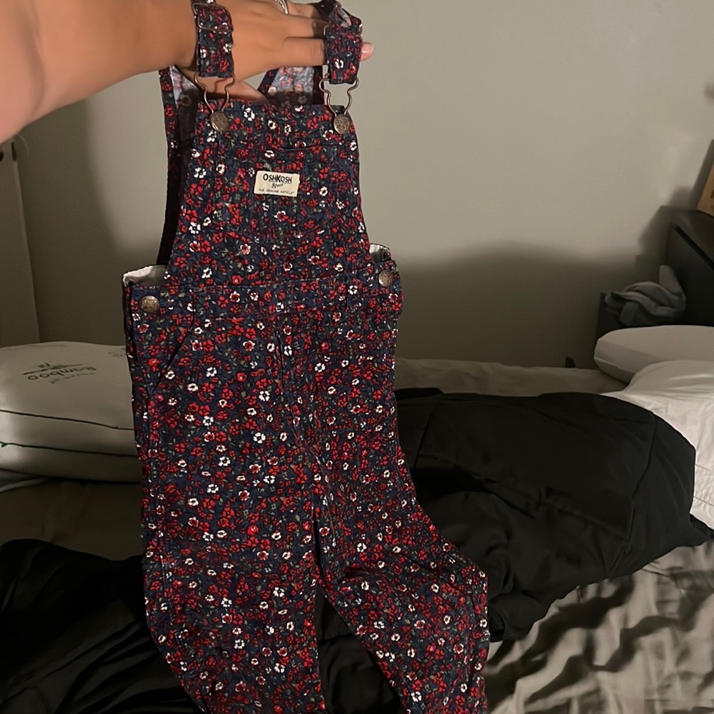 OshKosh B'gosh Kids Floral Overalls - Navy